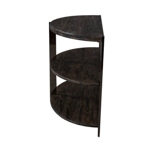 Kalne Console Table Half Moon Shape with 2 Open Shelves