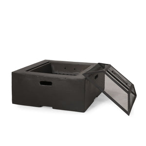 Outdoor Square Mgo Wood Burning Fire Pit - Dark Gray