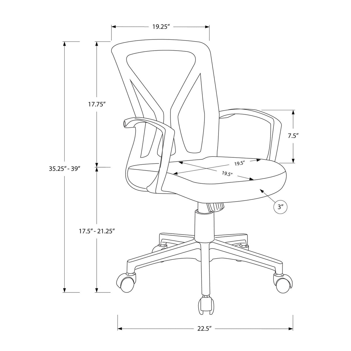Office Chair, Adjustable Height, Swivel, Ergonomic, Mesh, Contemporary & Modern