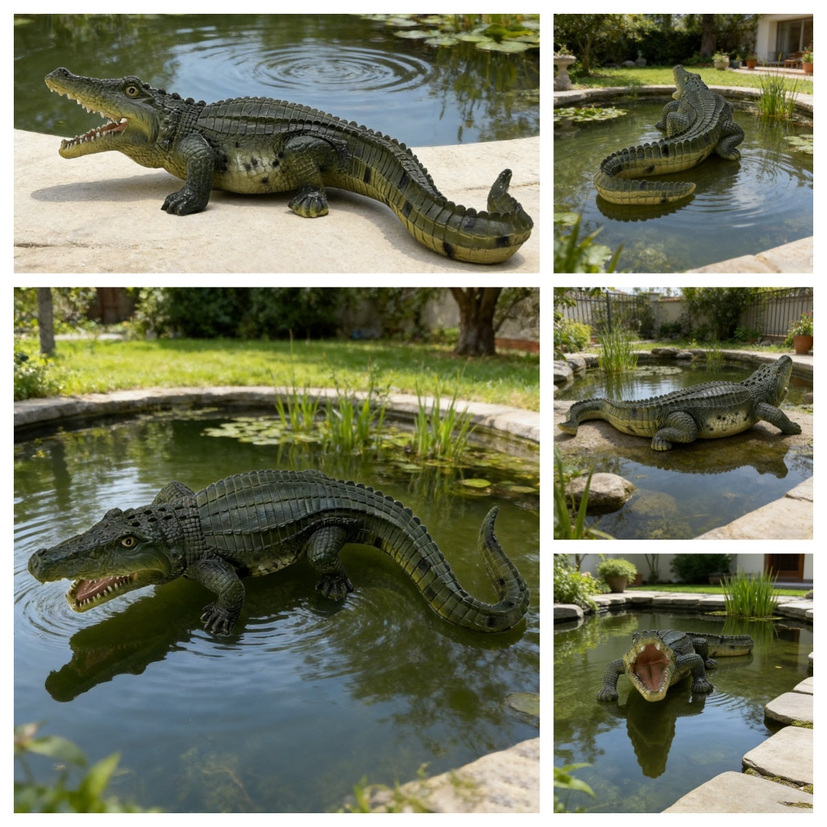 23' Simulated Crocodile Garden Statue, Resin Animal Ornament