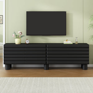 Stylish Thick Wavy Door TV Cabinet with Adjustable Shelves