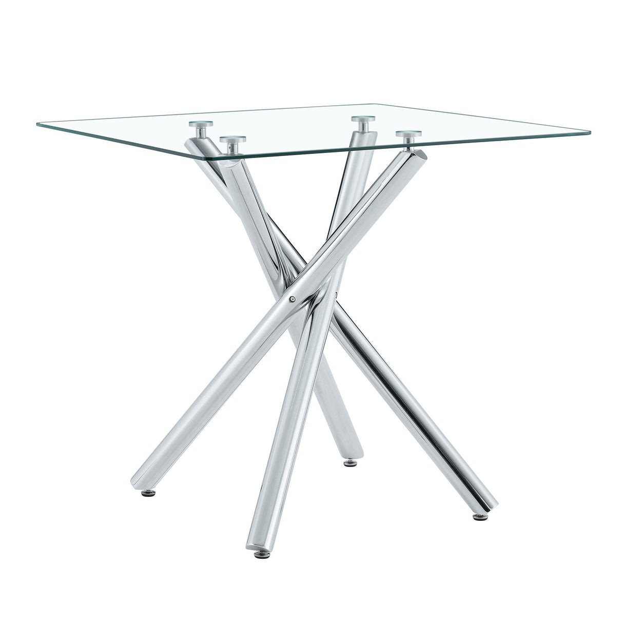 Modern Electroplated Metal Leg Bar Table with Tempered Glass Top
