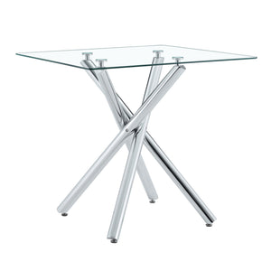 Modern Electroplated Metal Leg Bar Table with Tempered Glass Top