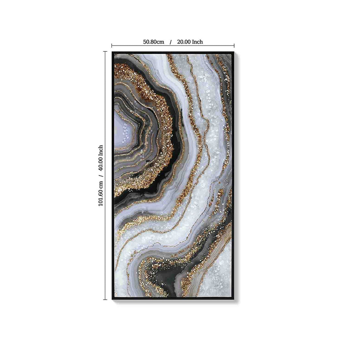 Canvas Painting Wall Art Framed - Marble Print with Frosted Glass & Gold Frame