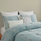 3 Piece Cotton Jacquard Comforter Set Aqua Full/Queen