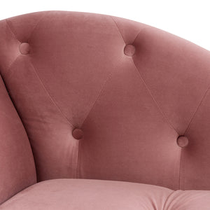 Samuel Tufted Roll Arm Chaise Lounge, Ash Rose Pink Velvet