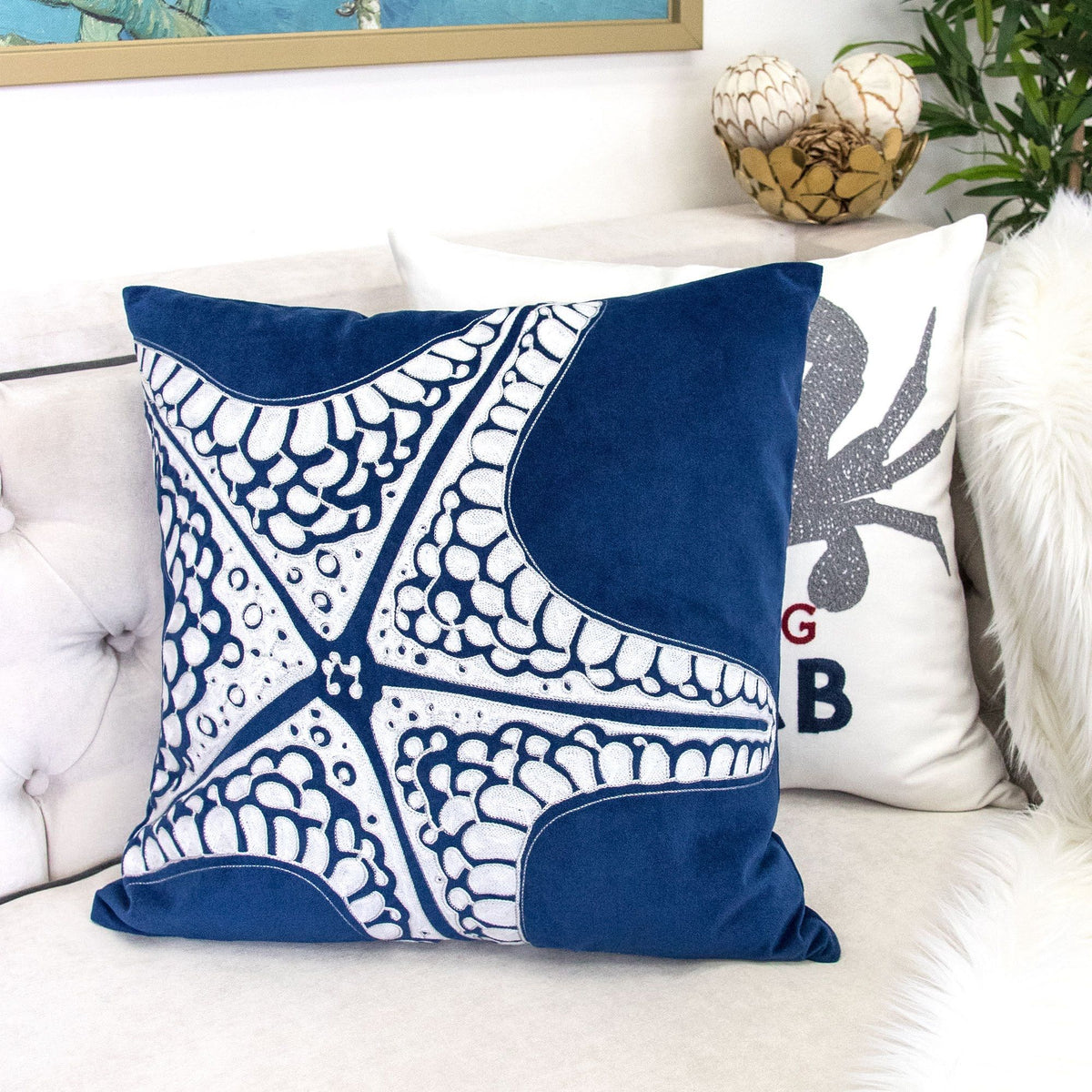 Seastar Starfish Pillow Cover - Indigo