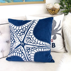 Indigo Starfish Accent Pillows with Hidden Zipper - Set of 2