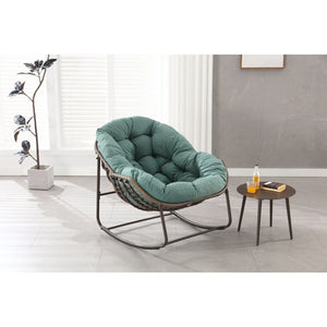 Indoor / Outdoor Oversized Wicker Egg Rocker Chair - Light Green