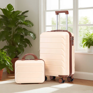 14'/20' 2-Piece ABS Spinner Wheel Luggage Set (Beige)