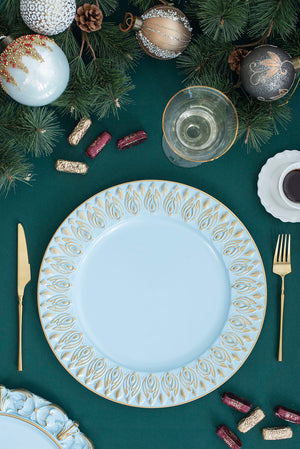 Elegant Plastic Charger Plate Set of 8 - 14" Round - Blue or Light Blue