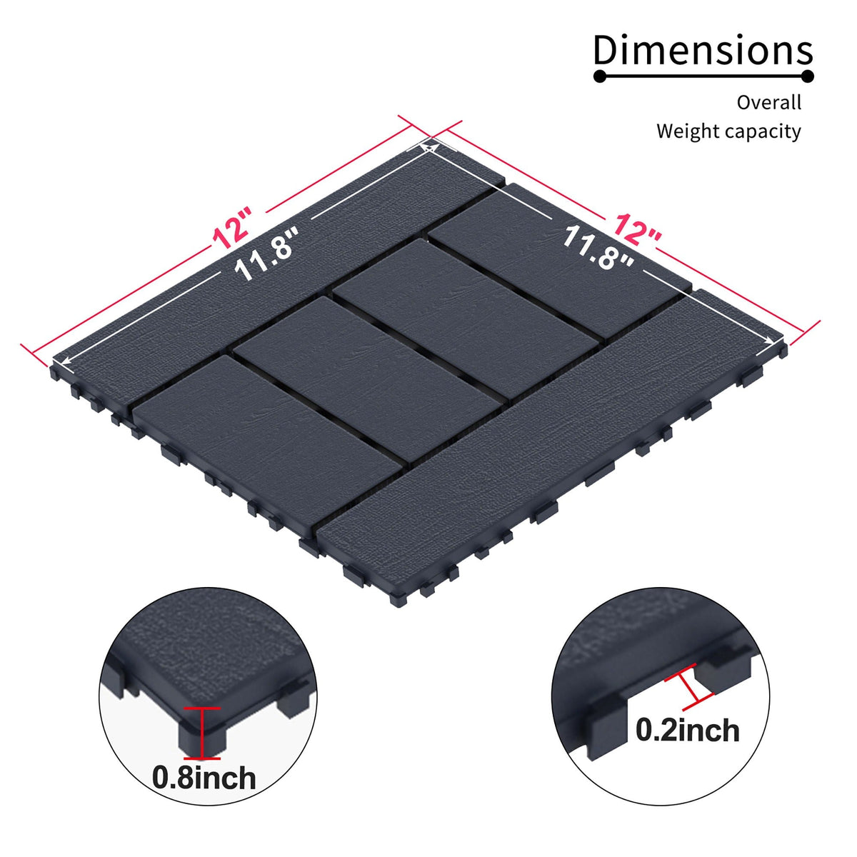 H Style Diy Module Interlocking Patio Deck Tiles