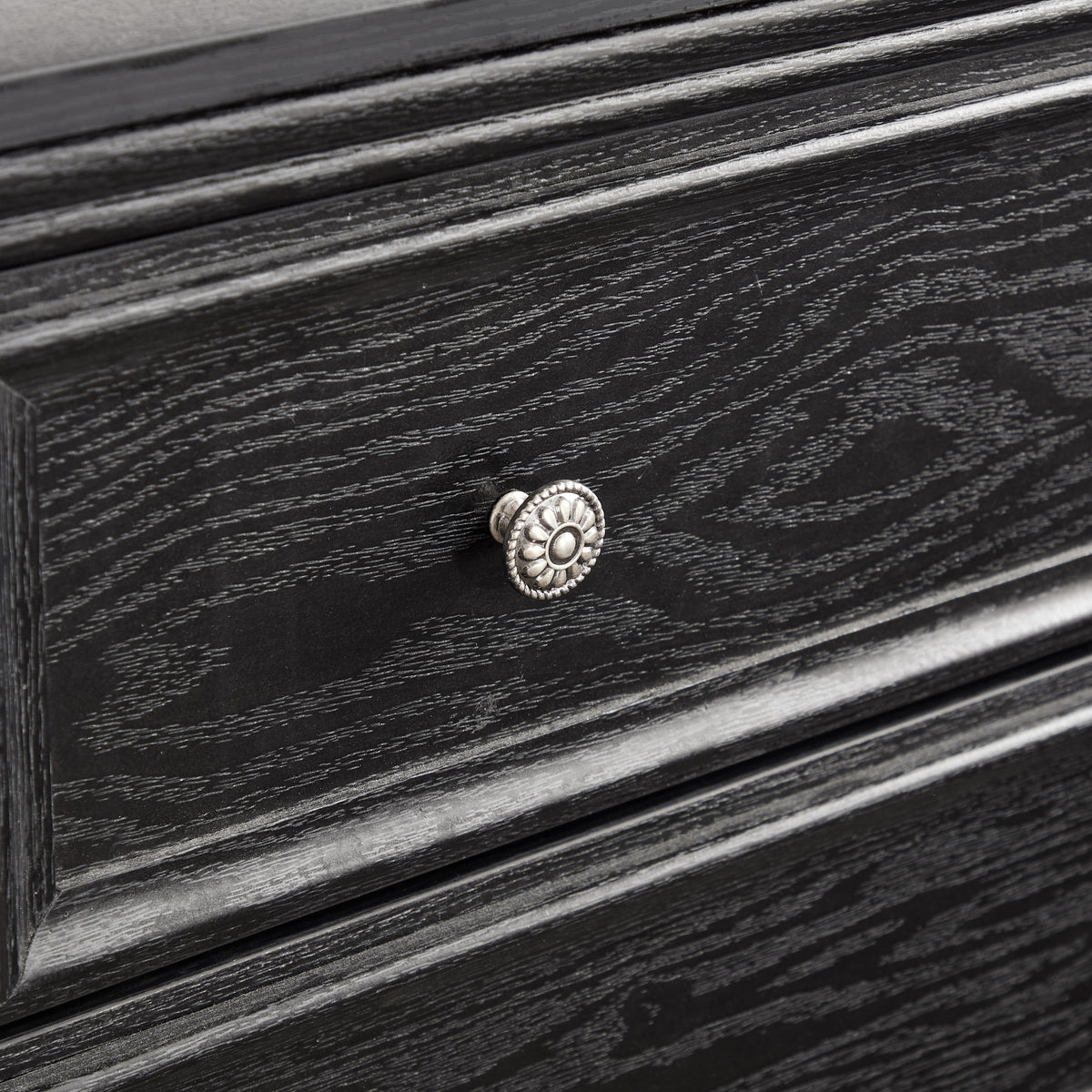 Modern 5-Drawer Black Dresser for Living Room Storage