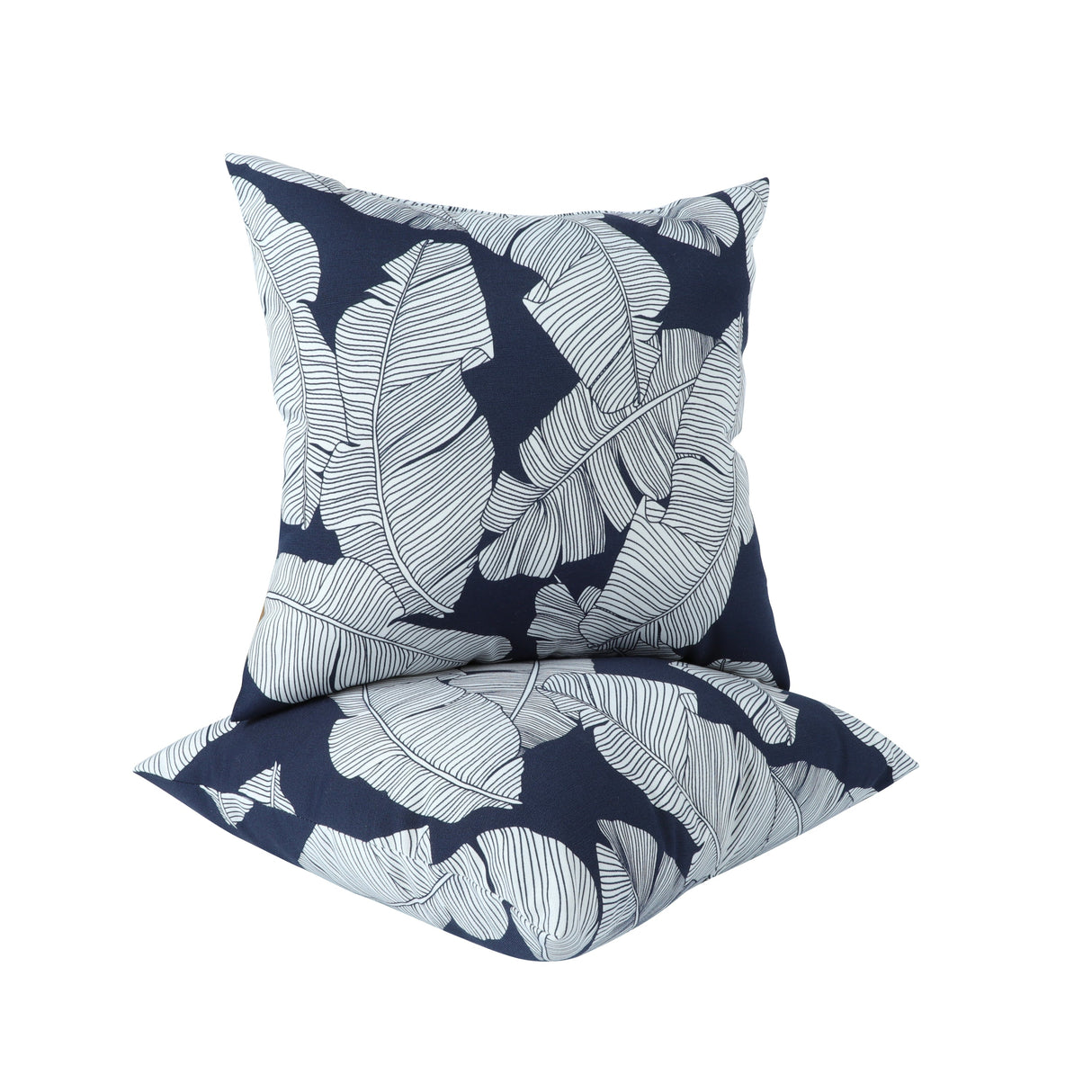 2 Pack Outdoor Throw Pillows, Waterproof & Fade-Resistant (18x18 Inch, Blue Leaf)