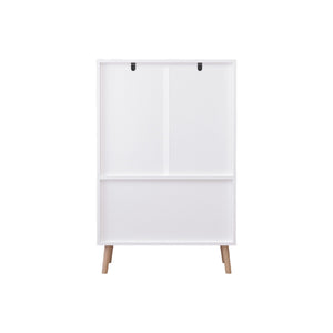 Toy Storage Cabinet With Doors And Open Shelf, Toddler Bookshelf For Playroom - White