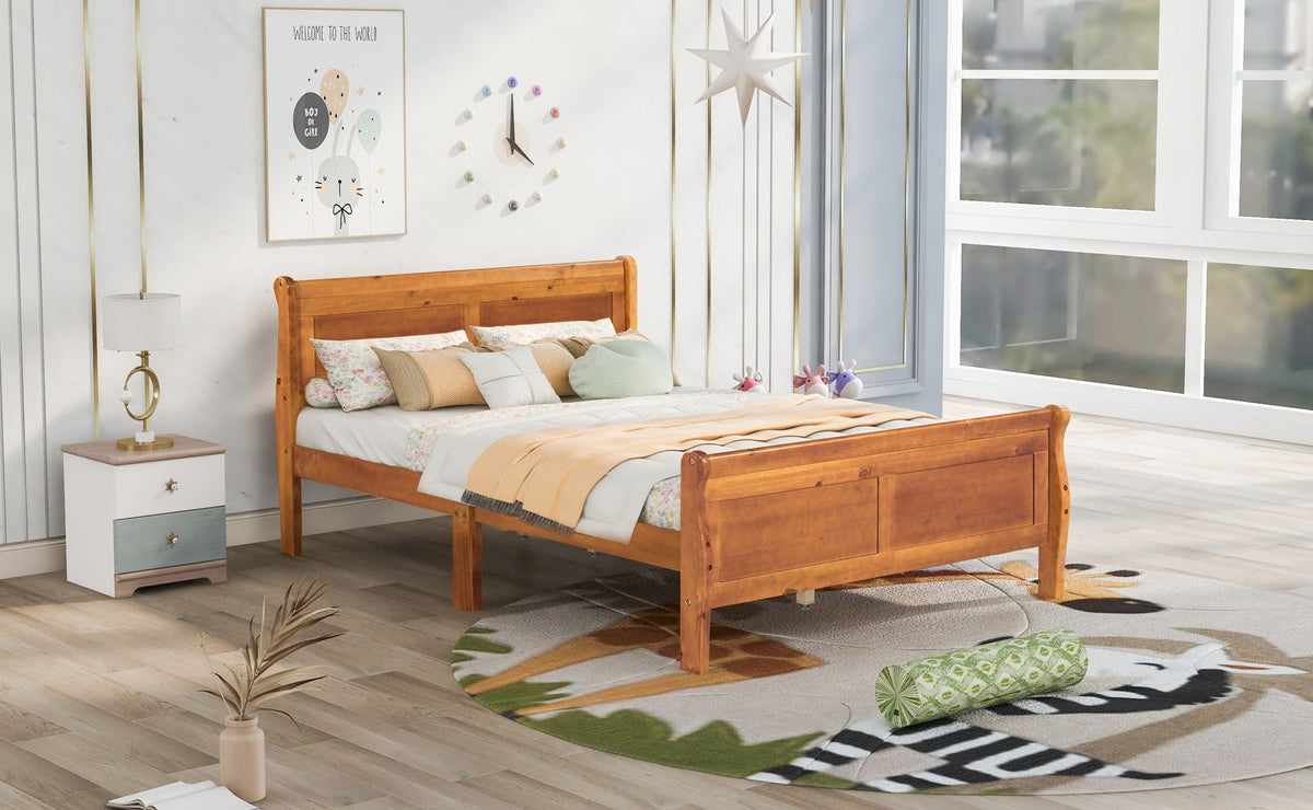 Platform Bed Frame Mattress Foundation Sleigh Bed With Headboard / Footboard / Wood Slat Suppor
