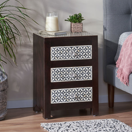 WOODEN-3-DRAWER-BONE-FITTED-NIGHTSTAND-