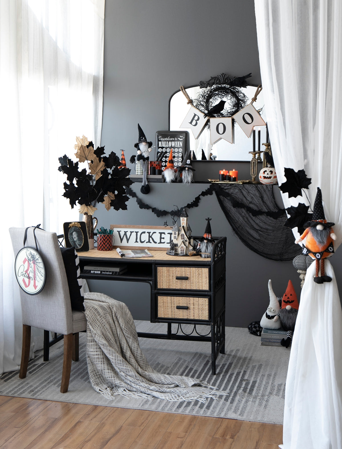 Set of 2, 10.6"H Halloween Gnome Decor