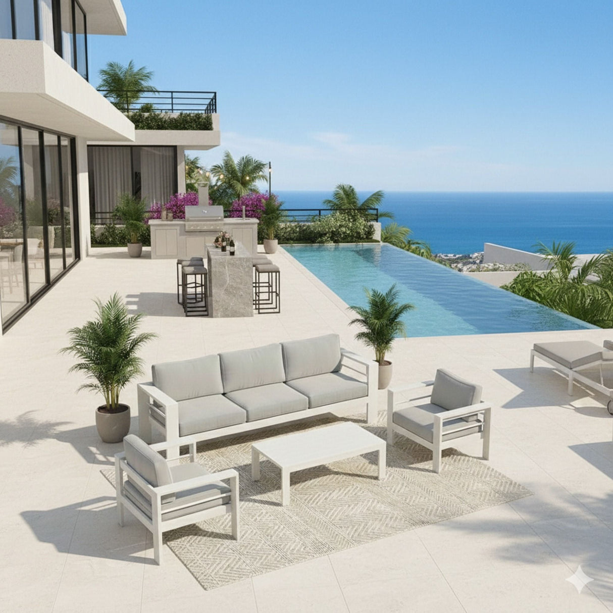 Outdoor Patio Set With All-Weather Thick Cushions