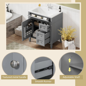 Bathroom Vanity With Top Sink, Storage Cabinet, 2 Drawers, Tip Out Drawer
