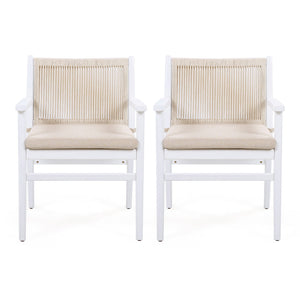 Outdoor Acacia Wood Patio Dining Armchair (Set of 2)