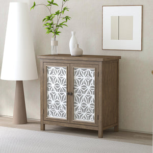 Rustic Natural Aged Brown Solid Wood Transitional Storage Cabinet – 31.89'