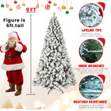 9-Foot Pre-Lit Snow-Flocked Christmas Tree