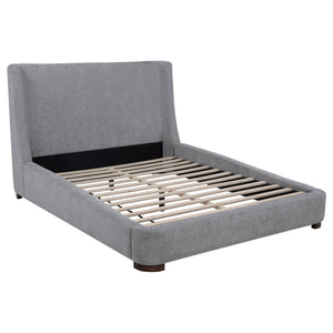 Rennes Upholstered Eastern King Wingback Platform Bed Grey