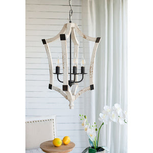 4 Light Chandelier with Adjustable Chain in Cream Finish