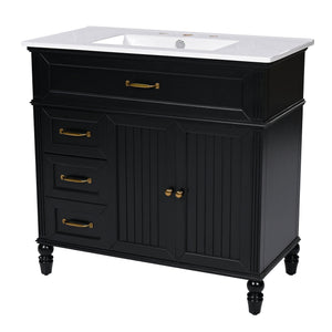 Bathroom Vanity With Sink, 2 Doors 2 Drawers, Freestanding Design