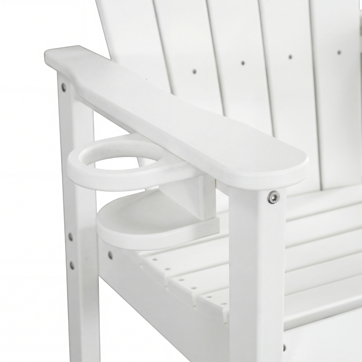 HDPE Bar Height Adirondack Patio Chair with Cup Holder and Armrests