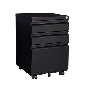 Contemporary 3 Drawer Mobile Filing Cabinet With Lock, Metal Office Storage For Legal / Letter Size