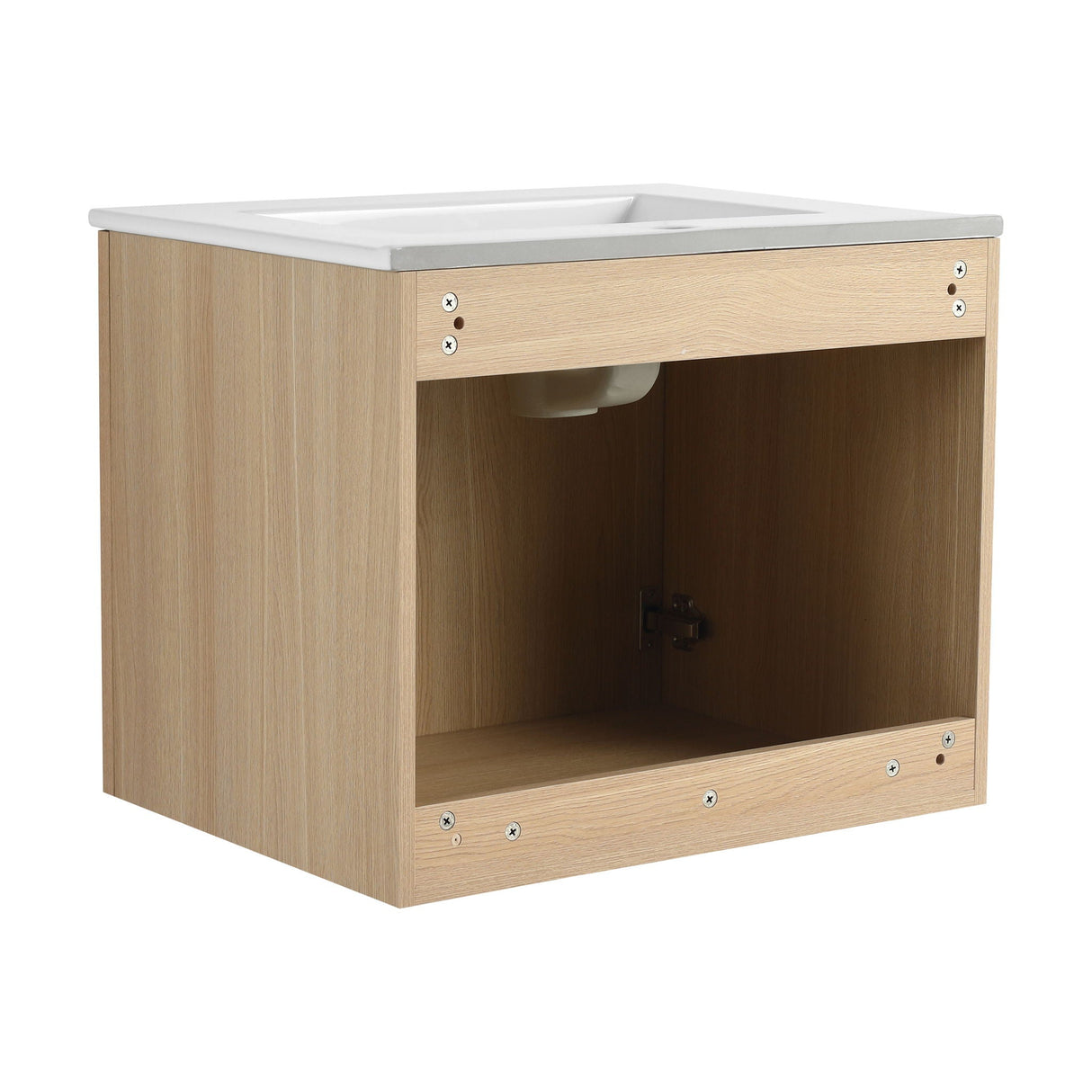 Wall Mounted Bathroom Vanity With Ceramic Sink And 2 Soft Closing Doors