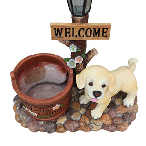 Labrador Puppy Solar Planter Garden Statue