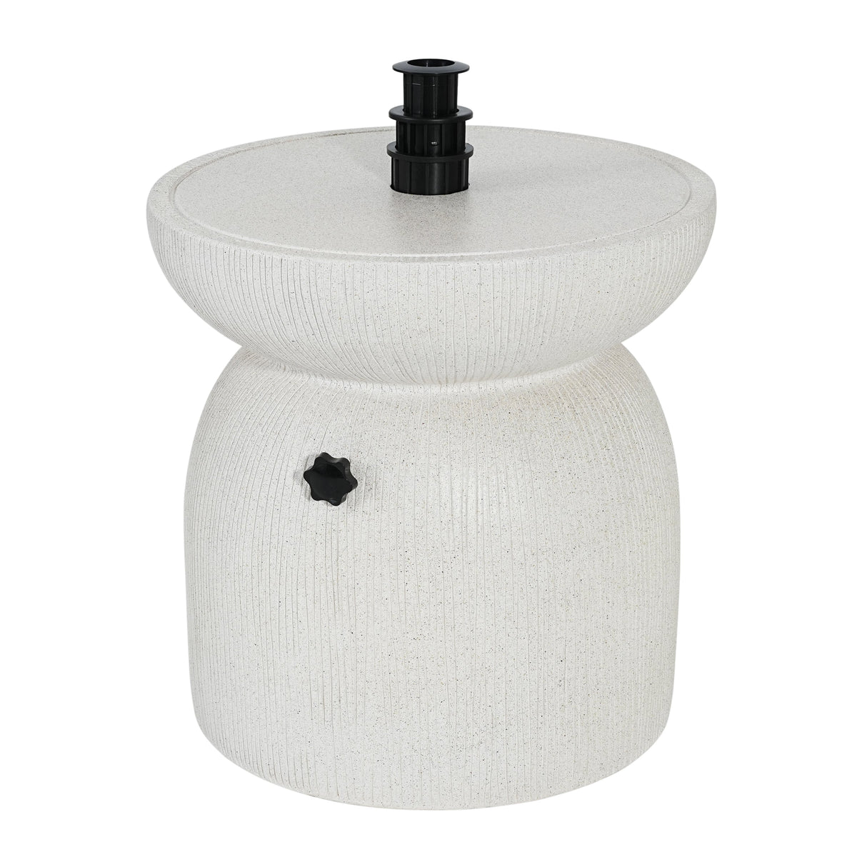 Odelia MGO Outdoor Patio Side Table Umbrella Base with Sand-filling DesignWhite Marble Finish