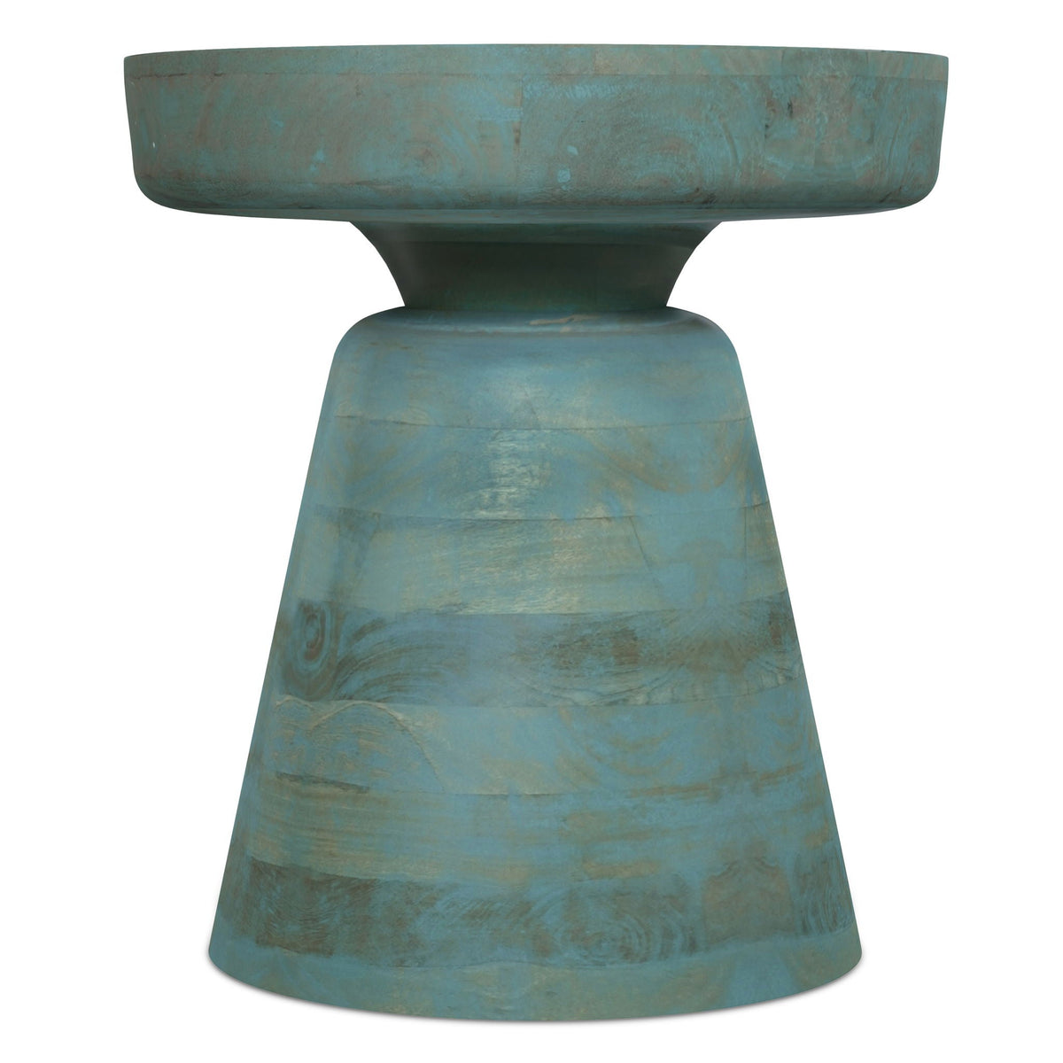 Handcrafted Mango Wood Accent Table with Sculptural Design - Multiple Colors