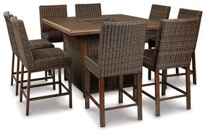 Paradise Trail - Square Bar Table w/Fire Pit - Medium Brown