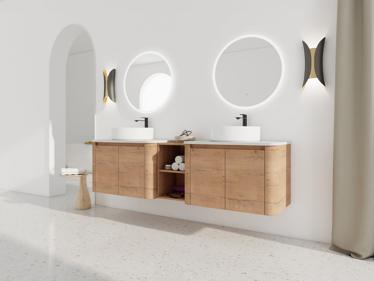 72" Wall-Mounted Bathroom Vanity With Ceramic Art Sink