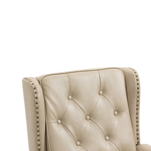 Modern Accent Lounge Chair with Sturdy Wood Legs in Camel PU Leather
