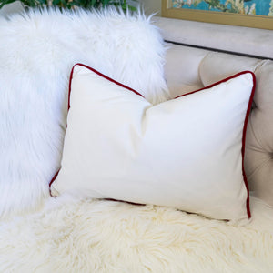 JOY Embroidered Christmas Throw Pillow – 14x20 Velvet Lumbar Cushion