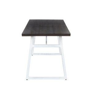 Industrial Dining Table with Geometric Metal Frame - Vintage White/Espresso