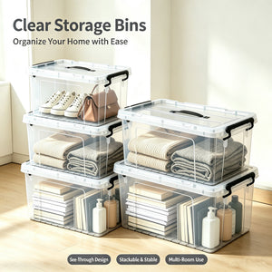 4 Pack 90 QT Plastic Storage Bins with Lids,Clear Stackable Bins with Secure Latches and Handles Heavy-Duty Storage Containers For Home Office and Garage Organization