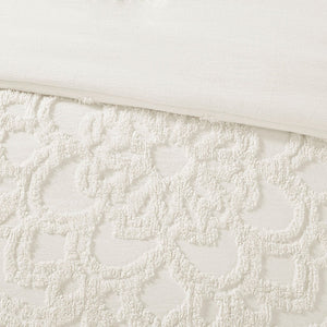 King/Cal King 3-Piece Tufted Cotton Chenille Medallion Duvet Cover Set