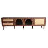 Rattan TV Stand with 3 Cabinets & 2 Drawers