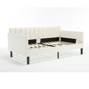 Elena - Boucle Upholstered Daybed, Ribbed Tufted Backrest