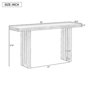U_STYLE Oak Veneer Console Table with Distinctive Side Shapes