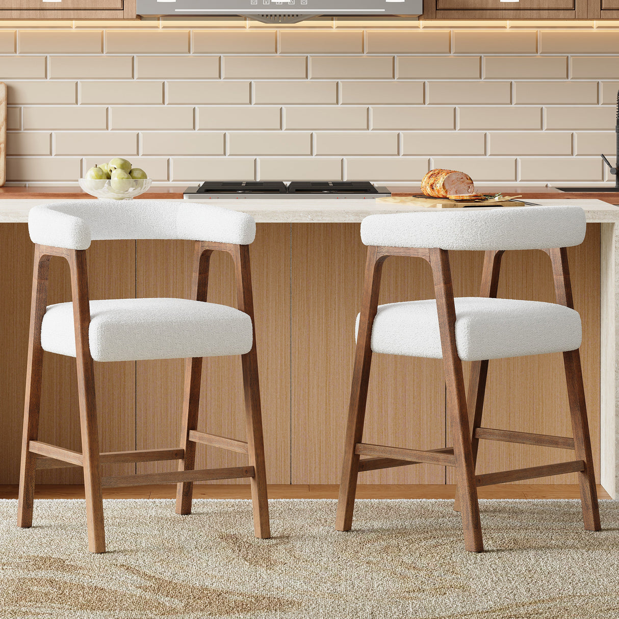 26'' Seat Height Bar Stools with Back - Set of 2