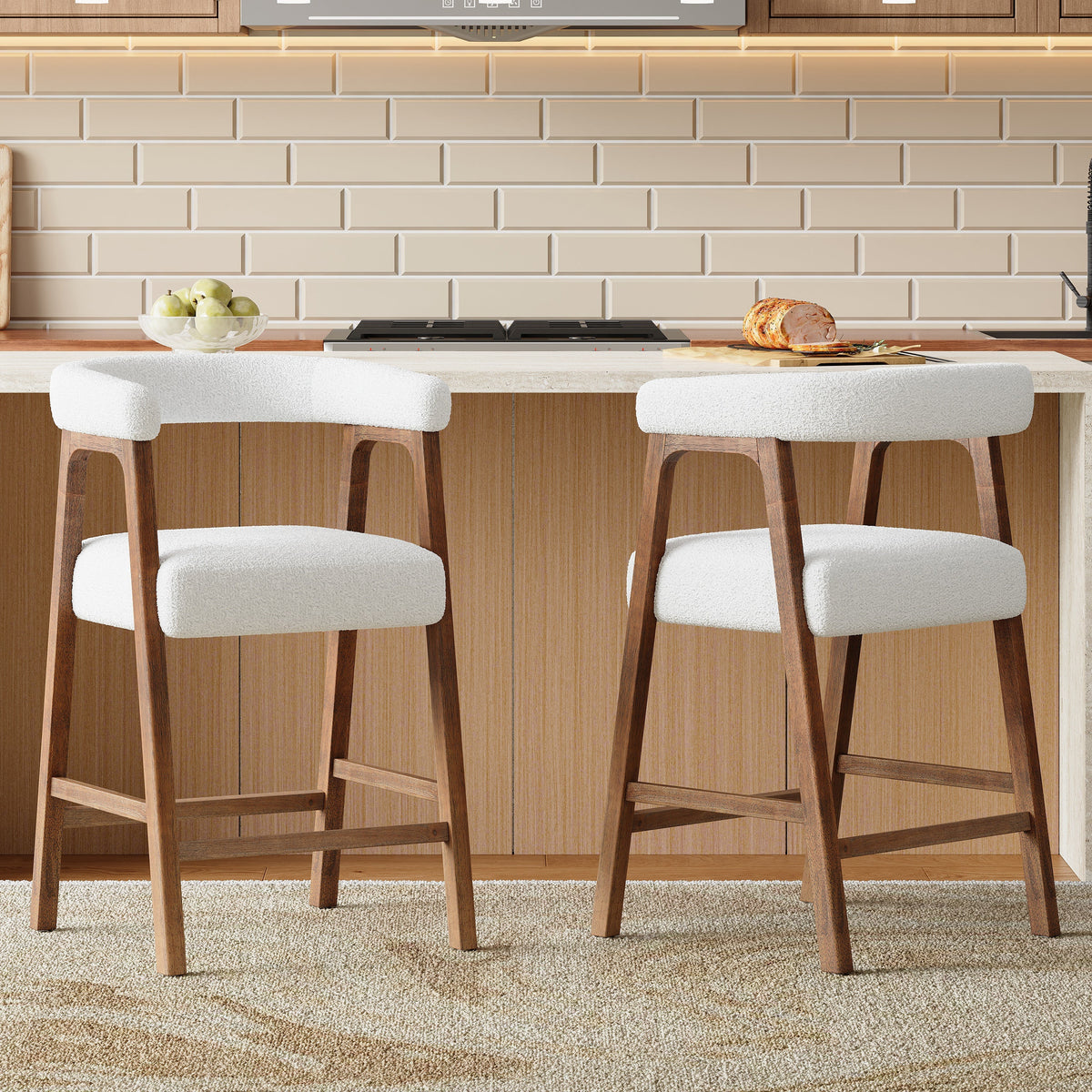 26'' Seat Height Bar Stools with Back - Set of 2