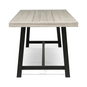 Equilibrium Outdoor Dining Table with Wooden Frame and Slat Top
