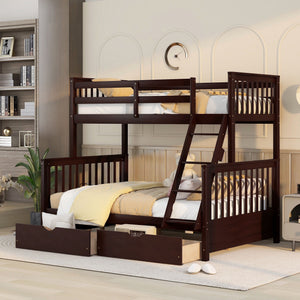 Bunk Bed With Ladders And 2 Storage Drawers